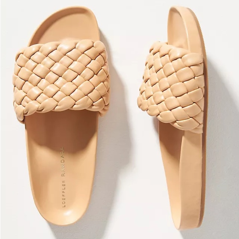 Loeffler Randall Woven Tan Sonnie Slide Sandals Size 6.5